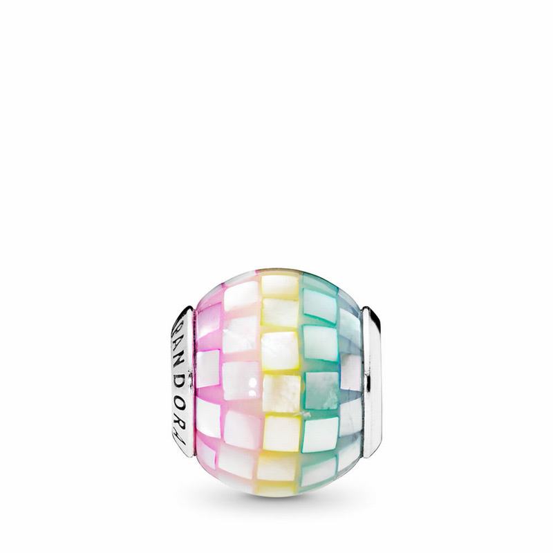 Pandora Multi-color Mosaic Charm Ireland - Sterling Silver/Acrylic/Blue/Mother Of Pearl/Cubic Zircon